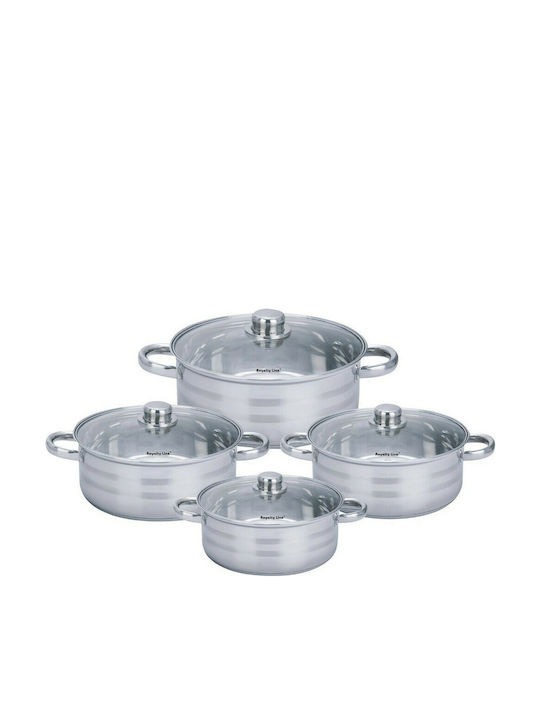 Royalty Line RL-SP7 Pots Set of Stainless Steel with No Coating Silver 8pcs