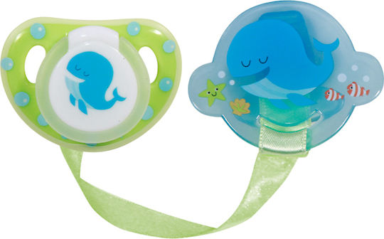Lorelli Whale Pacifier Silicone with Case Whale - Green for 0+ months