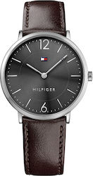 Tommy Hilfiger Ultra Slim Battery Watch with Leather Strap Brown