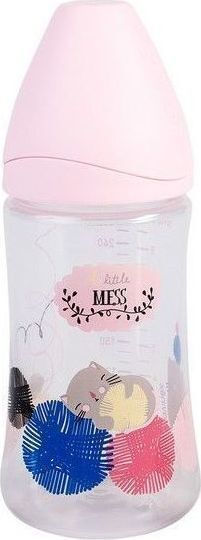 Suavinex Plastikflasche Anatomical, Plastikflasche Rosa 'A Little Mess' Gegen Koliken mit Kautschuksauger für 0+, 0+ m, Monate Pink Weiches Rosa 270ml 103156853/Ροζ 'A Little Mess'