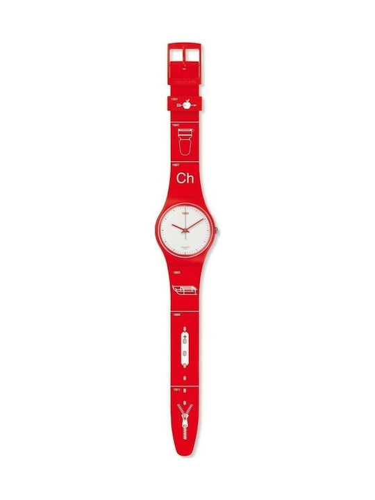 Swatch Schwiizitude Часовник с Червен Каучукова Каишка