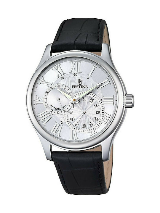 Festina Uhr Chronograph Automatisch mit Schwarz Lederarmband F6848/1