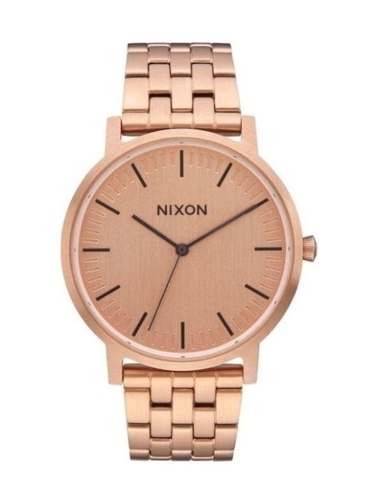 Nixon Porter Uhr Batterie mit Rose Gold Metallarmband