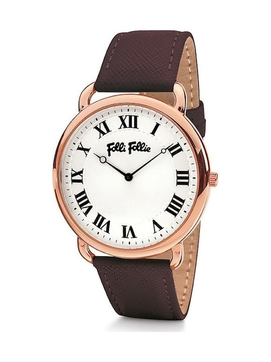 Folli Follie Perfect Match Watch with Brown Leather Strap