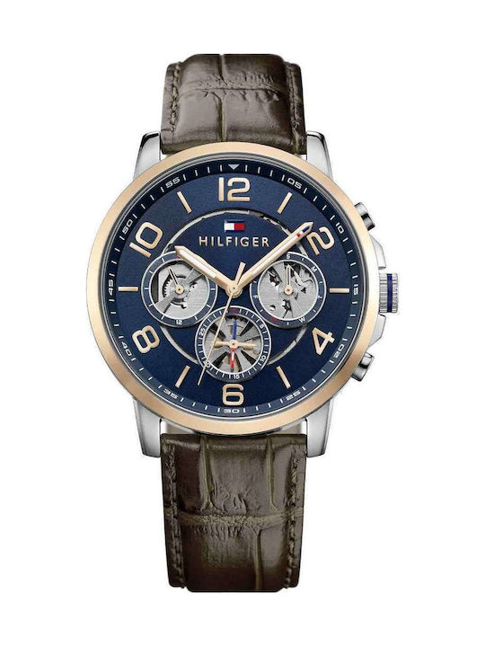 Tommy Hilfiger Keagan Men's Watch 45mm Chronograph Battery with Brown Leather Strap