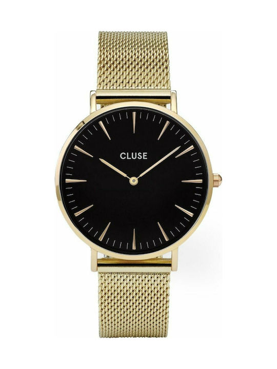 Cluse La Boheme Mesh Uhr mit Gold Metallarmband