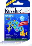 Kessler Wasserdichte und sterilisierte Selbstklebende Bandagen Original Clinica Kids mit kleinen Fischen Kinder 20Stück