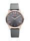 Gregio Simply Rose Watch with Gray Leather Strap