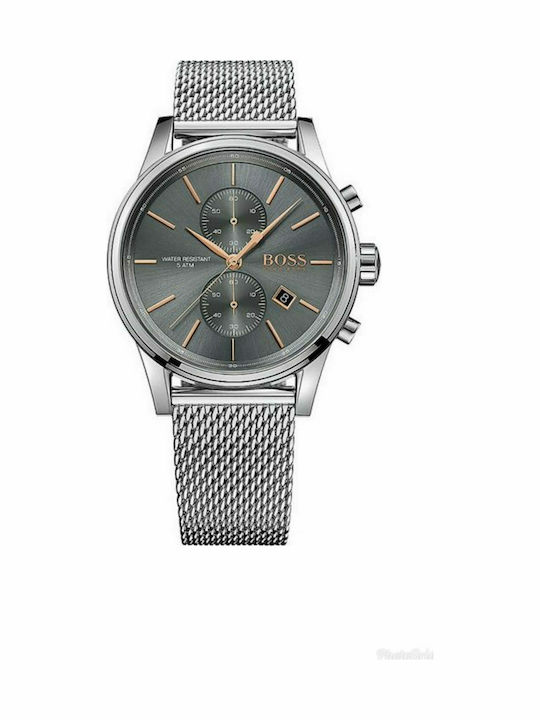 Boss Jet Herrenuhr 44mm Chronograph Batterie mit Silber Metallarmband
