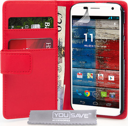 YouSave Accessories Leather-Effect Wallet Case Red (Moto X) Червен