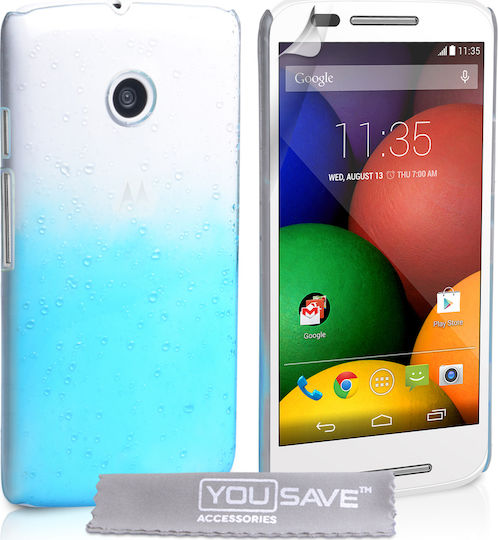 YouSave Accessories Raindrop Hard Case Blue-Clear (Moto E) Back Cover Plastic Multicolor
