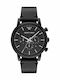 Luigi Herrenuhr 46mm Chronograph Batterie mit Schwarz Lederarmband