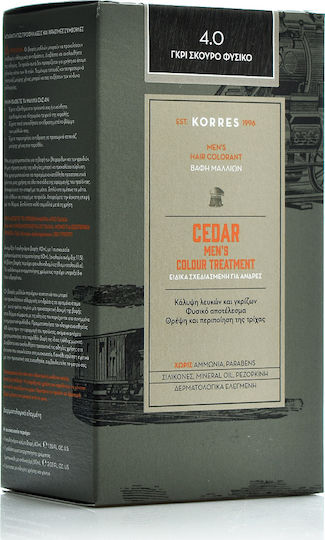 Korres Cedar Men's Colour Treatment Боя за коса Без амоняк 4.0 Сив тъмно естествен 40мл
