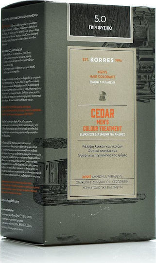 Korres Cedar Men's Colour Treatment Vopsea de Păr fără amoniac 5.0 Gri Natural 40ml