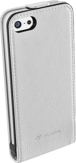 Cellular Line Vertikaler Flip Synthetisches Leder Weiß (iPhone 5/5s/SE)