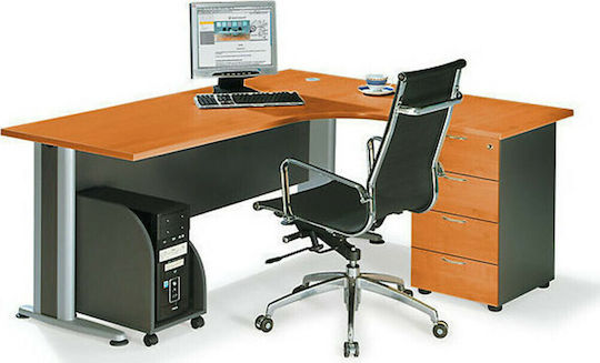 Ecke Professionelles Büro Superior Compact Holz Braun mit Metallbeinen 180x150x75cm