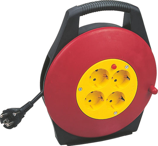Eurolamp Cablu de prelungire Tip închis 4 locuri cu cablu de 10m Diametru 3 x 1.5mm² Roșie