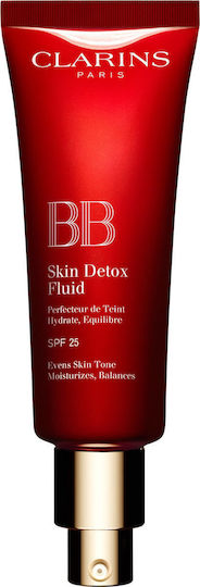 Clarins Skin Detox Флуид 02 Medium Хидратиращ Лек Дневен Крем За Лице С Цвят, SPF25 И Алое Вера 45ml