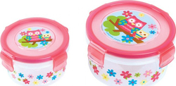 Stephen Joseph Baby Food Bowl Snack Box Owl 2τμχ made of Plastic Pink 2pcs SJ112376