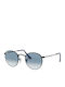 Ray Ban Round Metal Unisex Sunglasses with Black Metal Frame and Blue Gradient Mirror Lens RB3447 006/3F