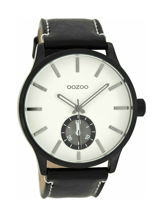 Oozoo Timepieces XL Watch Battery with Black Leather Strap