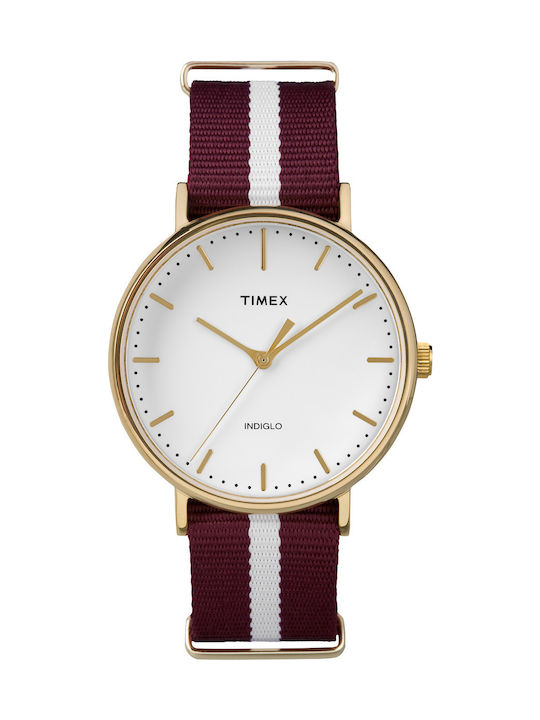 Timex Weekender Watch Battery with Red Fabric Strap