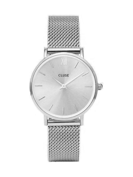 Cluse Minuit Mesh Uhr mit Silber Metallarmband