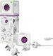 Allocacoc ReWirable 3x plugs+IEC EU PowerCube 4 Θέσεων με 2 USB-A και Καλώδιο 1m Μωβ