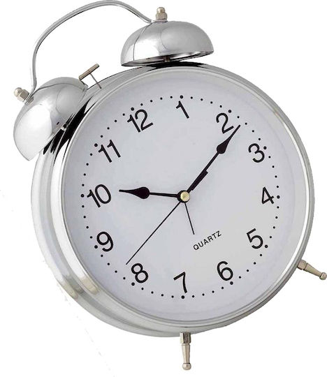 Analog Metal Silver Tabletop Clock