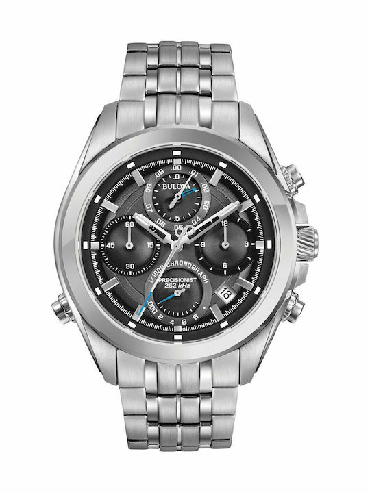 Bulova Precisionist Men's Watch 45mm Chronograph Battery with Silver Metal Bracelet