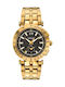 Versace V-Race Battery Chronograph Watch with Metal Bracelet Gold