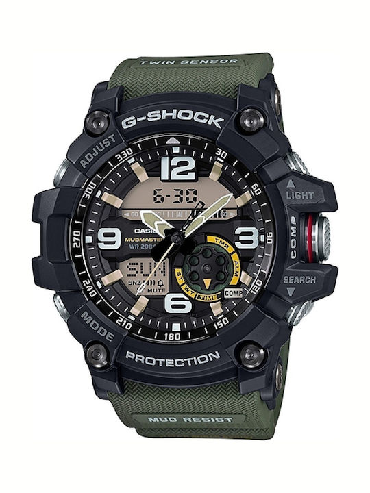 Casio G-Shock Master of G-Land Mudmaster Men's Watch 55mm Chronograph Battery with Green Rubber Strap