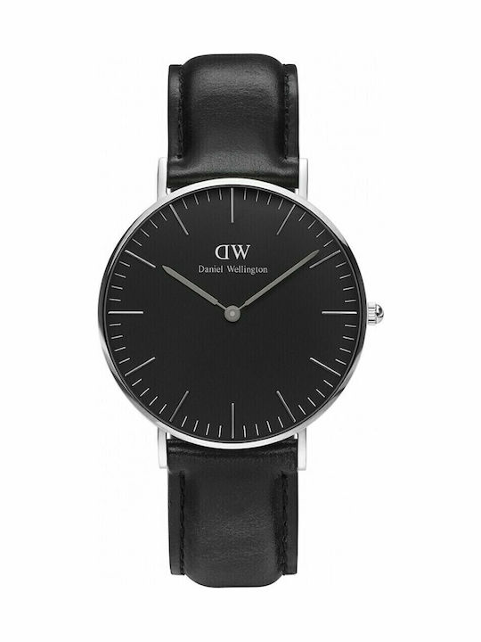 Daniel Wellington Classic Sheffield Ανδρικό Ρολόι 36mm Μπαταρίας με Μαύρο Δερμάτινο Λουράκι