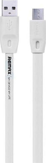 Remax RC-001 Flat USB 2.0 to micro USB Cable Λευκό 2m 1τμχ