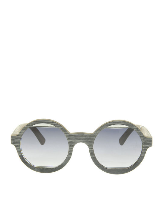 Zylo Goby Men's Sunglasses with Green Wooden Frame and Gray Lens BLU16103