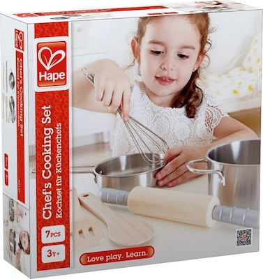 Hape Cooking Toy / Kitchen Utensils Σετ Κατσαρόλες Και Αξεσουάρ Μαγειρέματος for 3+ Years Old 7pcs