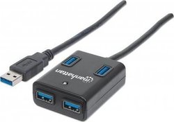 Manhattan IUSB3-HUB4-BK USB-Hub 4 Anschlüsse (USB-A) 162296