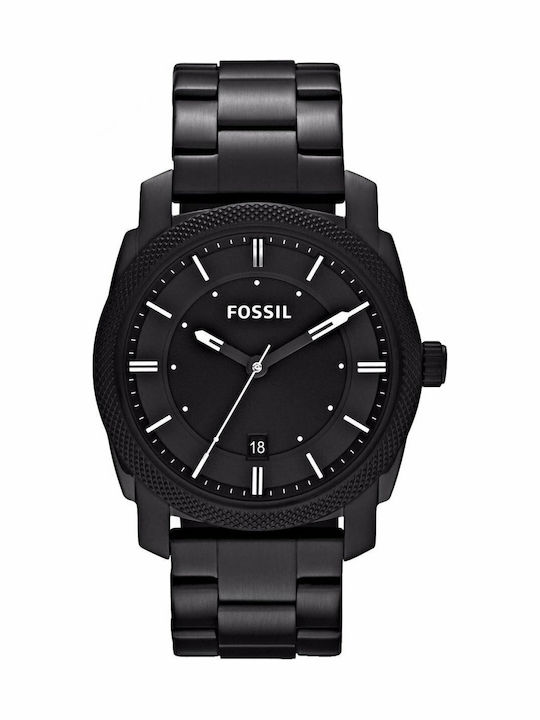 Fossil Ανδρικό Ρολόι 42mm Μπαταρίας με Μαύρο Μεταλλικό Μπρασελέ