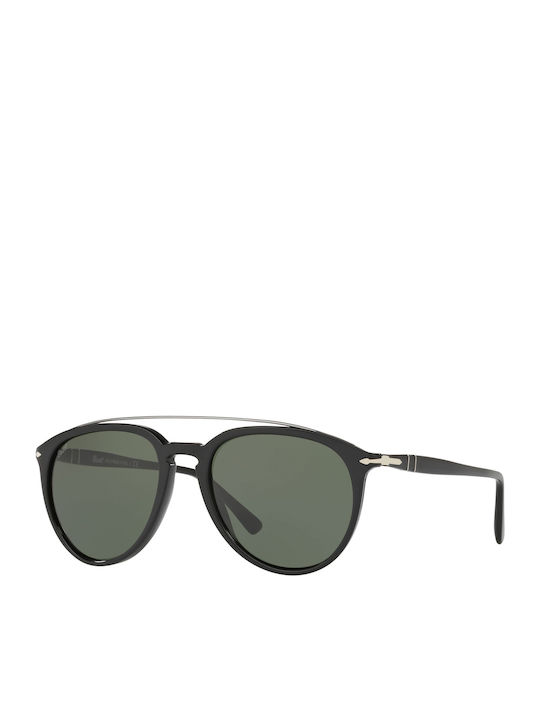 Persol Sartoria Мъжки Слънчеви Очила с Черна Пластмасова Рамка и Зелени Стъкла