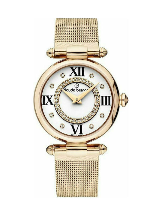 Claude Bernard Dress Code Watch with Pink Gold Metal Bracelet