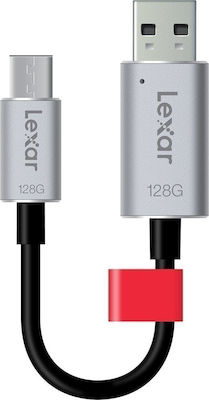 Lexar JumpDrive C20c 128GB USB 3.0 Stick cu conexiune USB-A & USB-C Argint