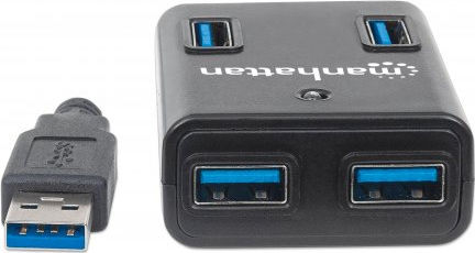 Manhattan IUSB3-HUB4-BKP USB 3.0 4 Port Hub with USB-A Connection