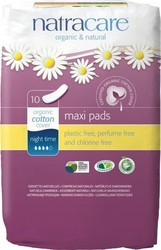 Natracare Maxi Night Time Sanitary Pads with Wings for Heavy Flow 4 Drops 10pcs