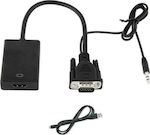 Konverter 3.5mm / VGA männlich zu HDMI weiblich Schwarz (PC-0351)