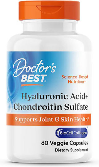 Doctor's Best Hyaluronic Acid + Chondroitin Sulfate with Biocell C Supplement for Joint and Bone Health 60 Capsules