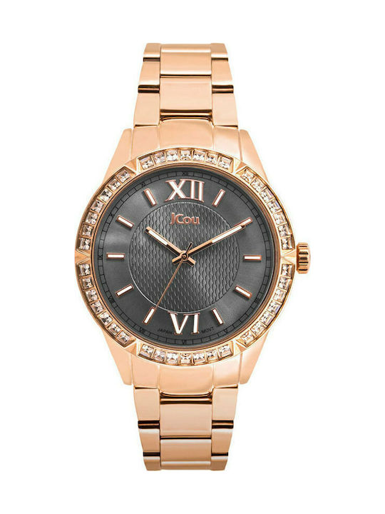 Jcou Star Watch with Pink Gold Metal Bracelet