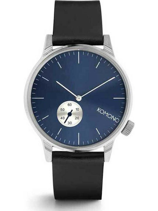 Komono Winston Subs Herrenuhr 41mm Chronograph Batterie mit Schwarz Lederarmband