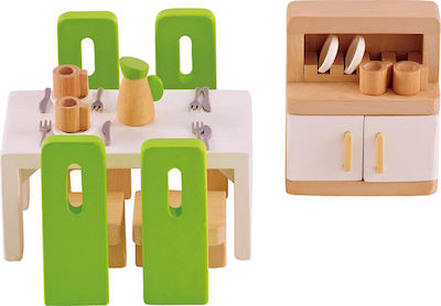 Hape Happy Family Ξύλινη Τραπεζαρία Furniture for Dollhouse