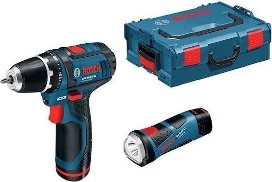 Bosch GSR Set Drill Driver & Lens 10.8V with 2 Batteries 2Ah and Case