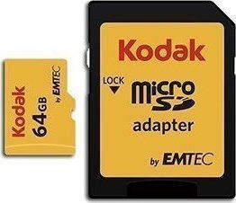 Kodak microSDXC 64GB U1 V10 A1 High Speed 85MB/s with Adapter